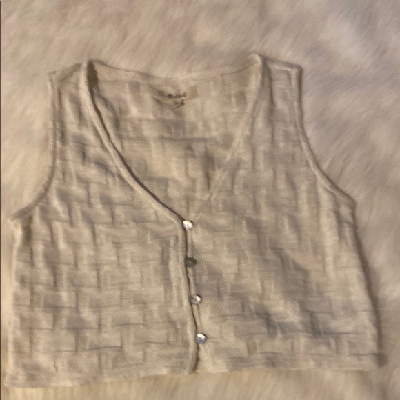Madewell Cream Knit Button-Up Vest - Picture 1 of 3